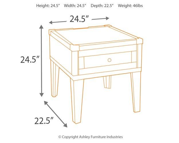 Todoe End Table with USB Ports & Outlets