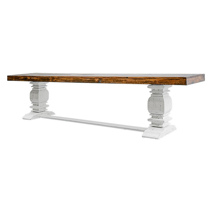 tobacco bench Rustic Refined Leaf and Alpine Gray 48" Dining this brown wood and goat leather bench is the ideal choice Hearthstone Ridge - Bench