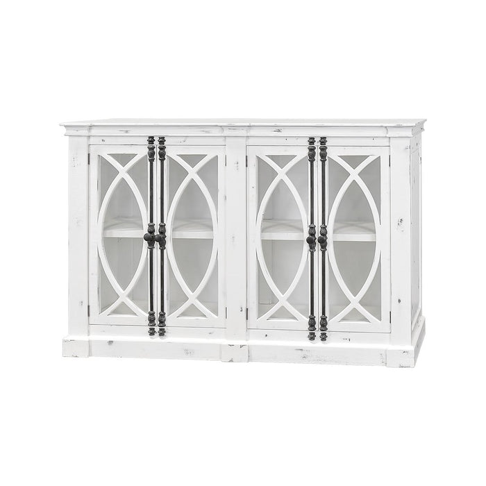 PESCARA 4 GLASS DOOR CONSOLE SANDED WHITE