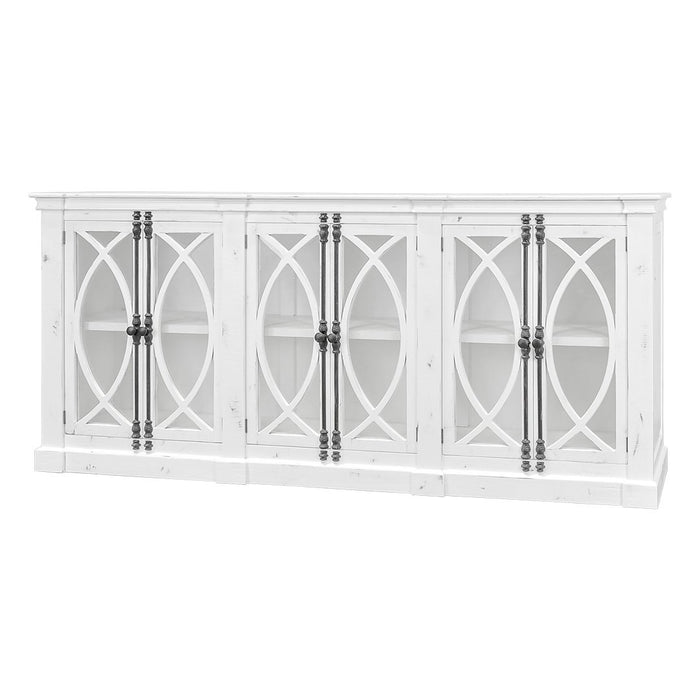 PESCARA 6 GLASS DOOR CONSOLE SANDED WHITE