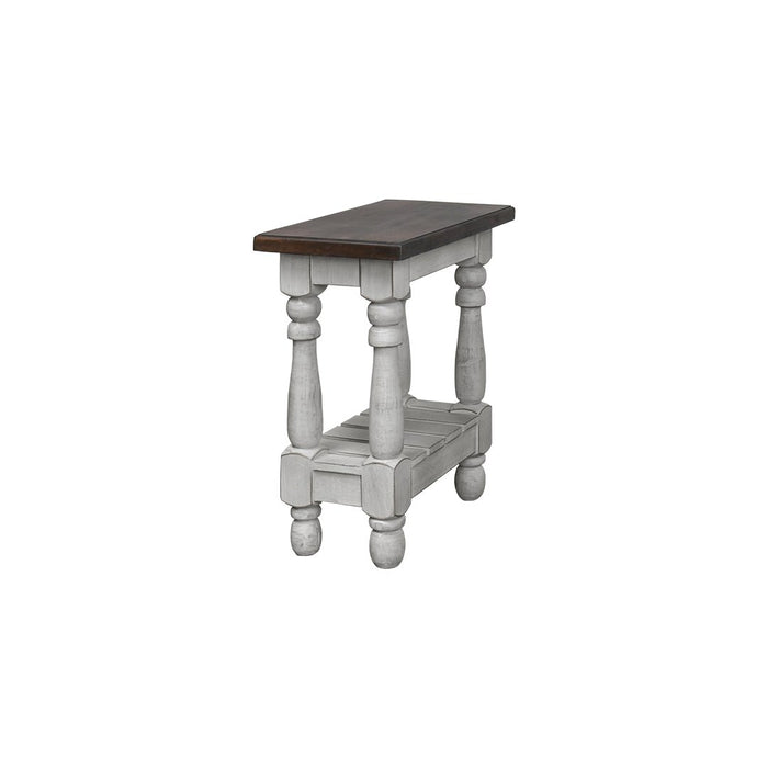 KENSLEY TURNED LEG SIDE CHAIR TABLE CASTELLO GRAY WITH SIERRA BROWN TOP