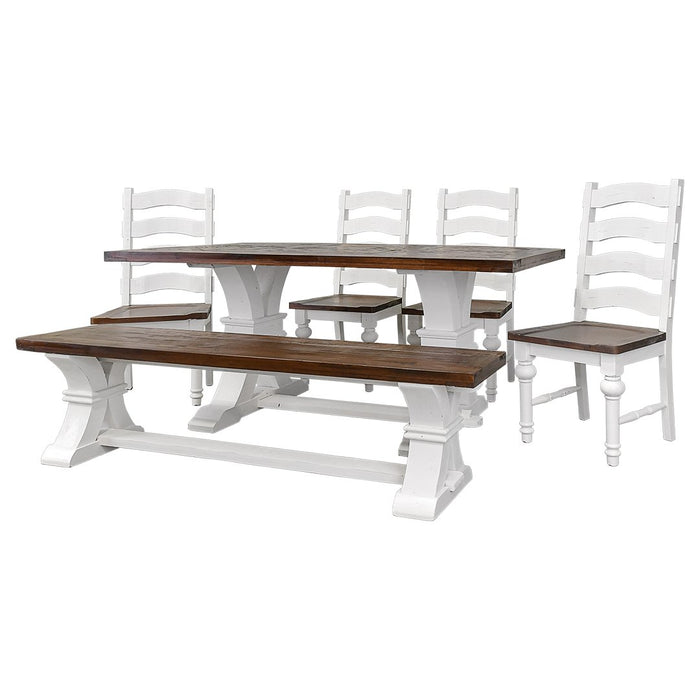 LINDEN TRESTLE TABLE AGED WHITE TOBACCO TOP