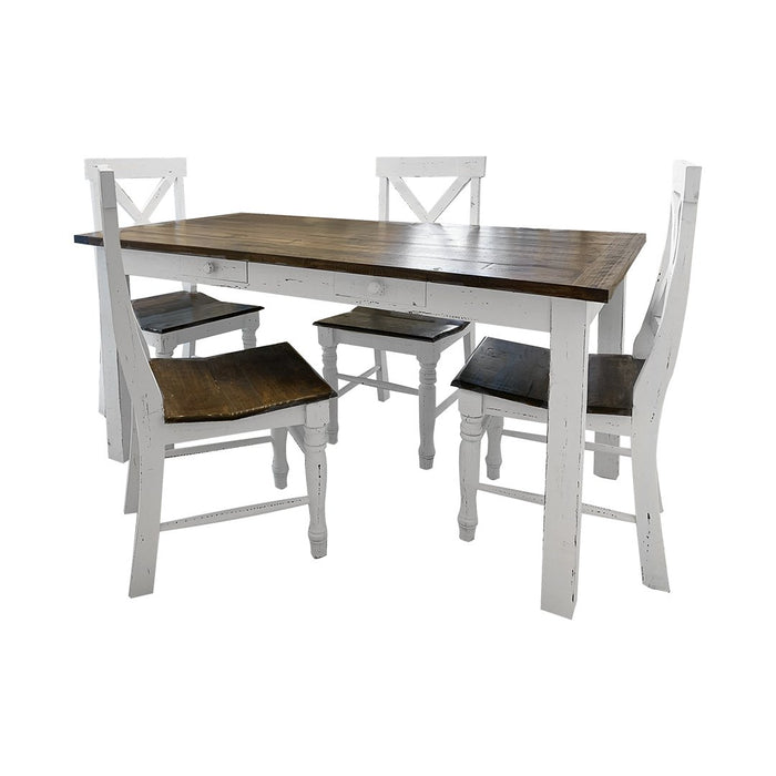 SAVANNAH 5' DINING TABLE AGED WHITE TOBACCO TOP