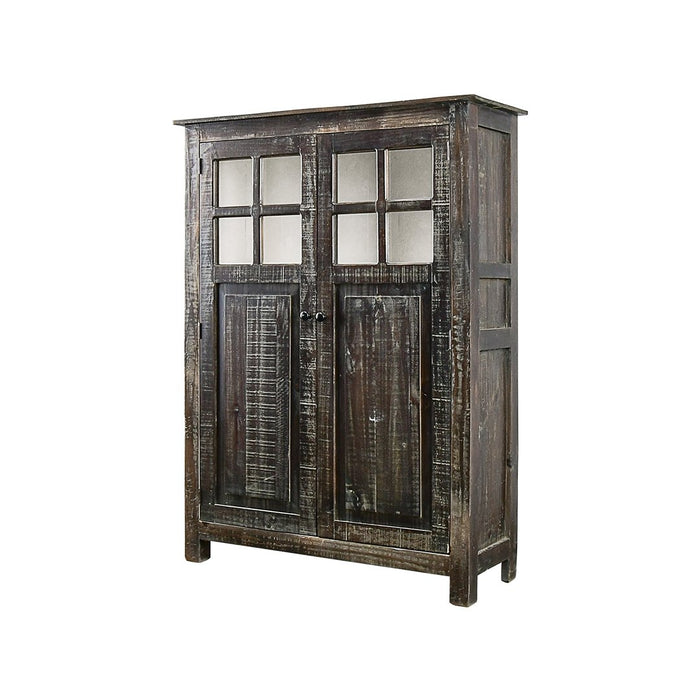WILLIAMSBURG ARMOIRE 2 DOOR WITH GLASS LIME WASH WHITE INTERIOR